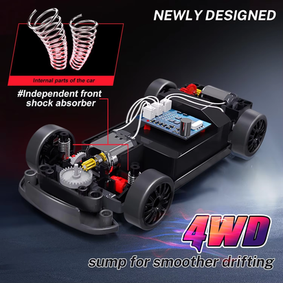 RC Drift Car 1:24 Full Proportional Remote Control Car 20KM/H 4WD High Speed RC Car LED Lights Extra Tires Vehicle Toy Adult Kid
